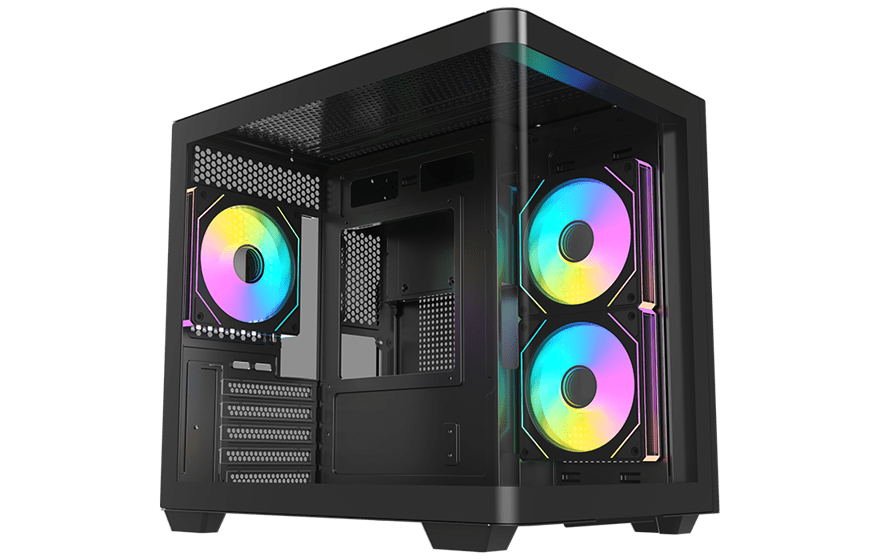 Корпус AOC CG350B 3F M-ATX/ITX 1xUSB2.0 1xUSB3.0 1xType-C 1xAudio/Mic Черный AOC-CG350-BF3V1R0W2-G