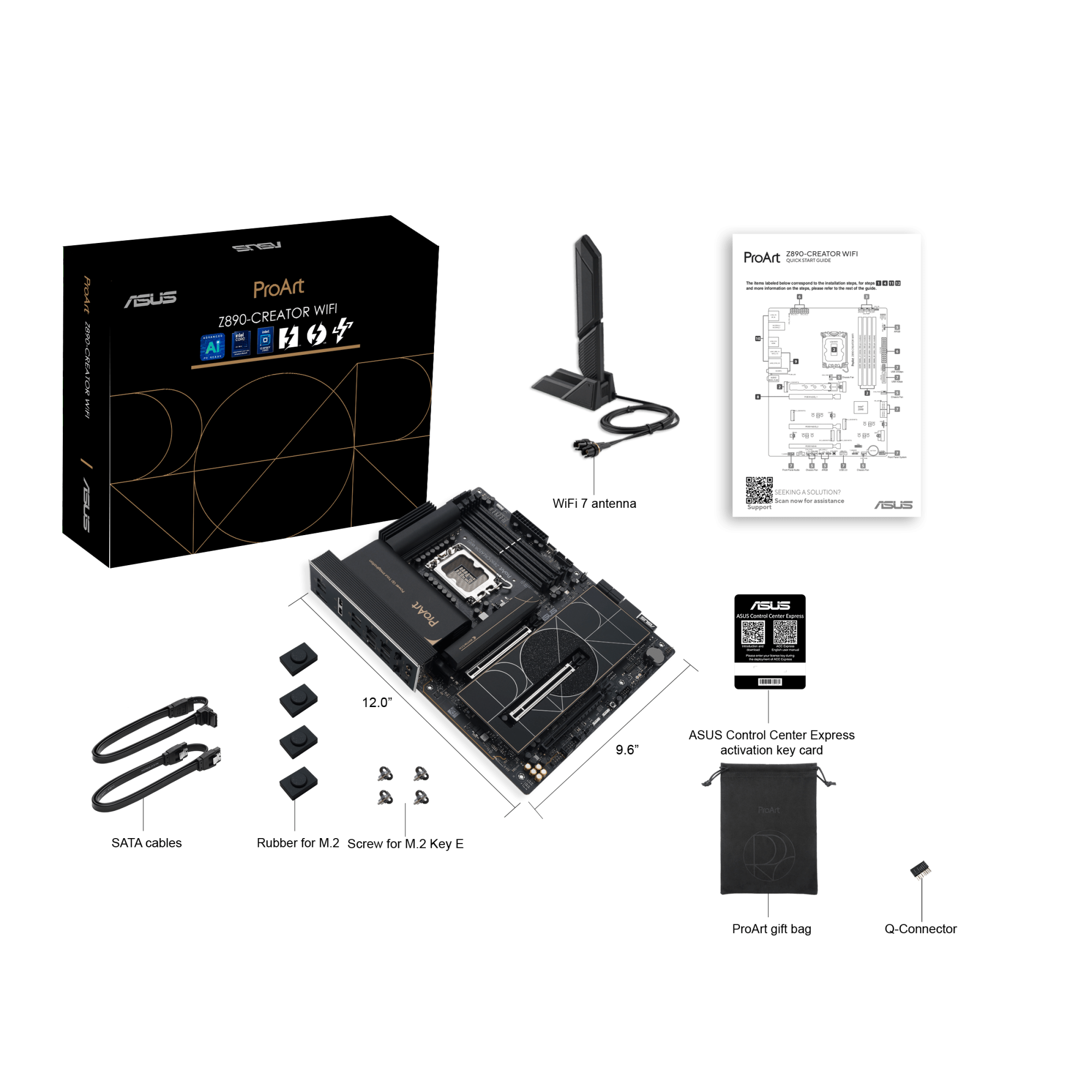 Материнская плата ASUS PROART Z890-CREATOR WIFI LGA1851 4xDDR5 4xSATA 5xM.2 1xHDMI 1xDP WiFi ATX