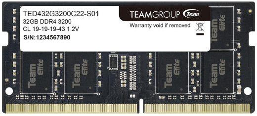 Оперативная память для ноутбука 32GB DDR4 3200Mhz Team Group ELITE SO-DIMM TED432G3200C22-S01