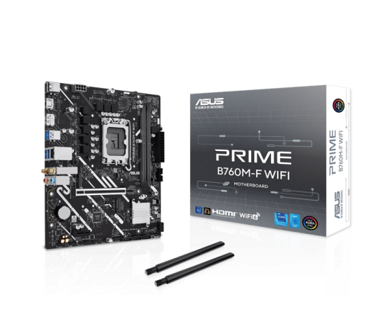 Материнская плата ASUS PRIME B760M-F WIFI, LGA1700 B760 2xDDR5 4xSATA3 2xM.2 RAID 1xHDMI 1xDP mATX