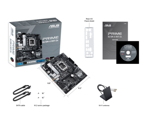 Материнская плата ASUS PRIME  H610M-A WIFI D4, LGA1700 2xDDR4 4xSATA3 2xM.2 1xD-Sub 1xHDMI 1xDP mATX