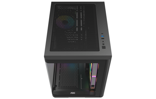 Корпус AOC CG350B 3F M-ATX/ITX 1xUSB2.0 1xUSB3.0 1xType-C 1xAudio/Mic Черный AOC-CG350-BF3V1R0W2-G