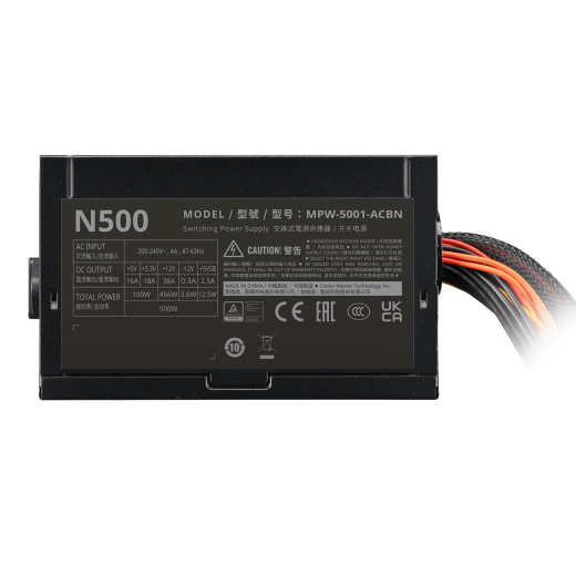 Блок питания CoolerMaster  500W, Elite NEX N500, Non Modular, КПД ≥75%, Черный, MPW-5001-ACBN-BEU