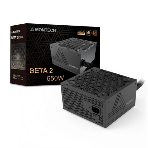 Блок питания Montech  650W, BETA 2 650W, Non Modular, ATX, 80+ BRONZE, КПД 90%, Fan 120mm, Черный