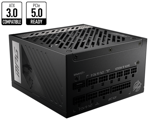 Блок питания MSI 1000W, MPG A1000G PCIE5, Full Modular, ATX, 80+ GOLD, КПД >90%, Fan 135mm, Черный