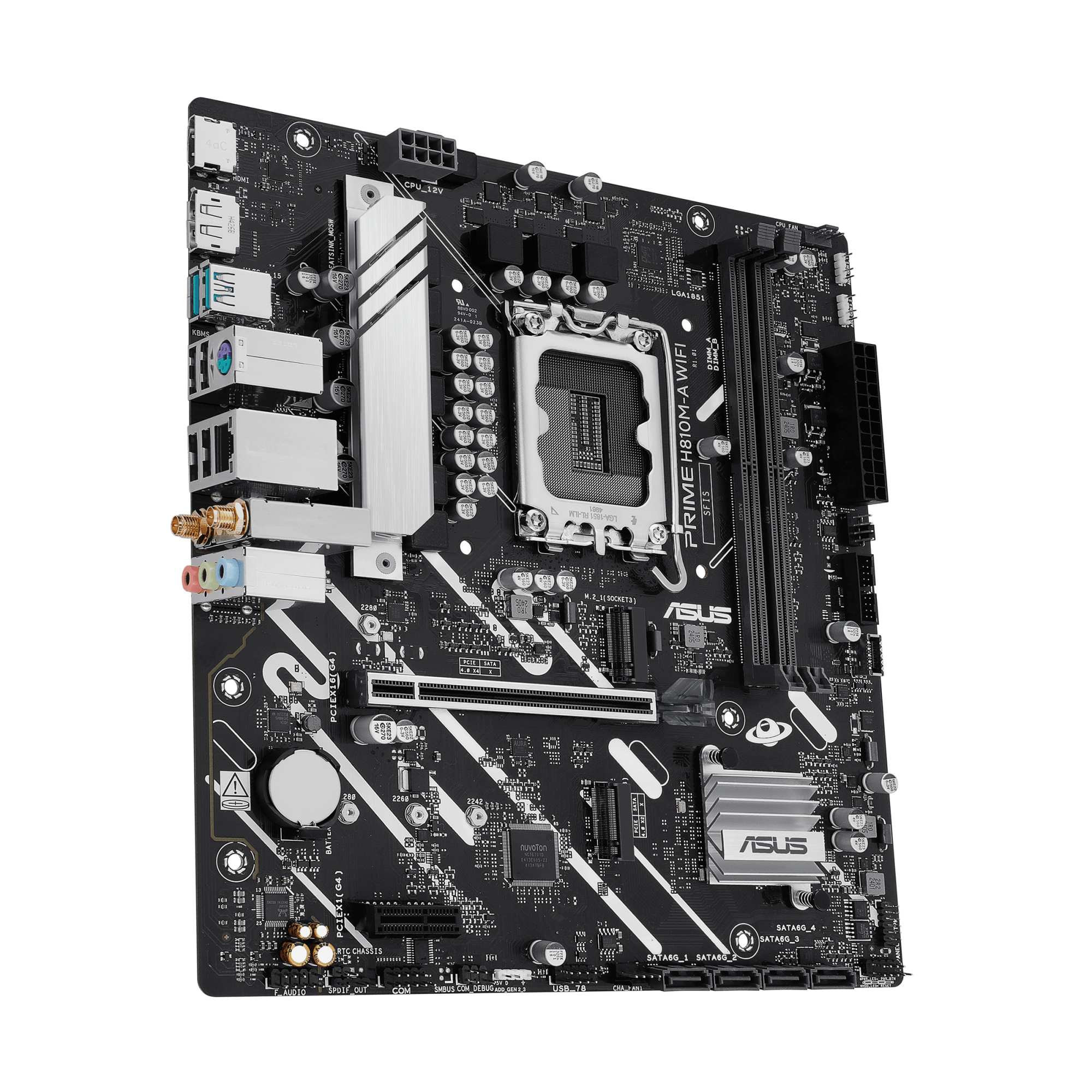 Материнская плата ASUS PRIME H810M-A WIFI, LGA1851 H810 2xDDR5 4xSATA 2xM.2 HDMI DP USB-C mATX