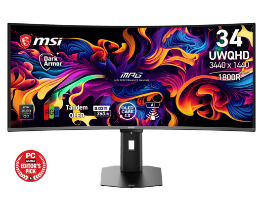 Монитор 34" MSI MPG 341CQR QD-OLED X36 3440x1440 360Hz 0.03ms 1300cd/m2 1.5M:1 2xHDMI 1xDP 1xType-C