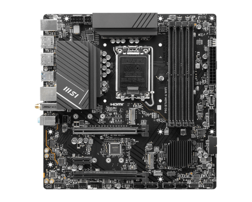 Материнская плата MSI PRO B760M-A WIFI LGA1700 4xDDR5 4xSATA3 RAID 2xM.2 2xHDMI 2xDP mATX
