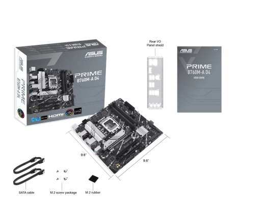 Материнская плата ASUS PRIME B760M-A D4-CSM, LGA1700 B760 4xDDR4 4xSATA3 2xM.2 RAID 2xHDMI 1xDP mATX