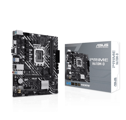 Материнская плата ASUS PRIME  H610M-D, LGA1700 2xDDR5 4xSATA3 M.2 1xVGA 1xHDMI 1xCOM mATX