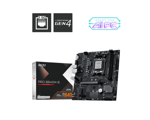 Материнская плата MSI PRO B840M-B AM5 2xDDR5 4xSATA3 RAID 2xM.2 HDMI VGA mATX