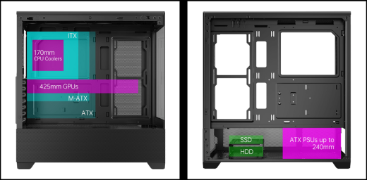 Корпус AOC CG393B 3F ATX/M-ATX/ITX 2xUSB(2.0/3.0) 1xType-C 1xAudio/Mic Черный AOC-CG393-BF3V1R0UD-G
