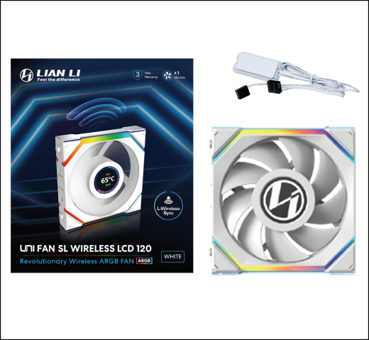 Вентилятор для корпуса Lian Li UNI FAN SL WIRELESS LCD 120mm No controller White G99.12SLLCD1W1W.00