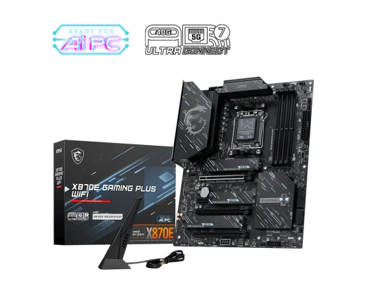 Материнская плата MSI X870E GAMING PLUS WIFI AM5 4xDDR5 4xSATA3 RAID 3xM.2 HDMI 2xType-C(DP) ATX