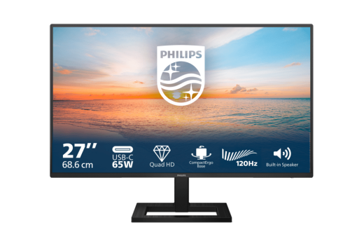 Монитор 27" PHILIPS 27E1N1600AE/01 IPS 2560x1440 120Hz 1мс 350кд/м 1500:1 1xHDMI 1xUSB-C 2x2W Black