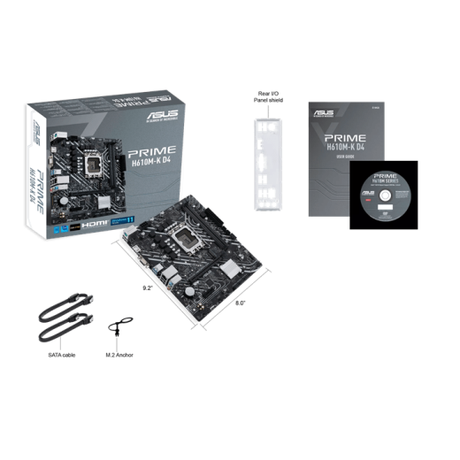 Материнская плата ASUS PRIME  H610M-K D4, LGA1700 2xDDR4 4xSATA3 M.2 1xD-Sub 1xHDMI mATX