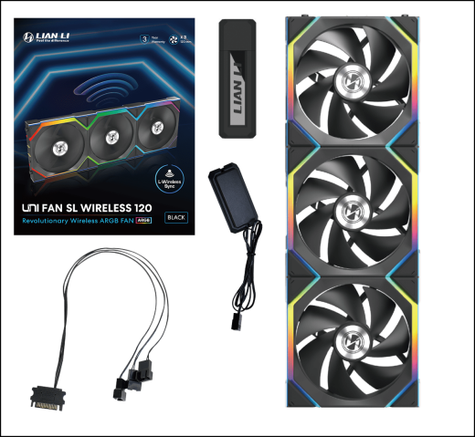Вентилятор для корпуса Lian Li UNI FAN SL WIRELESS 120 3x120mm with controller Black G99.12SL1W3B.00