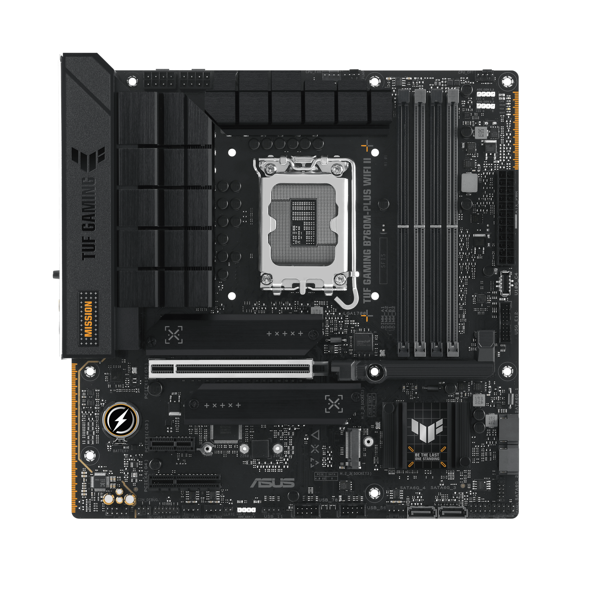 Материнская плата ASUS TUF GAMING B760M-PLUS WIFI II, LGA1700 4xDDR5 4xSATA3 3xM.2 RAID HDMI DP mATX