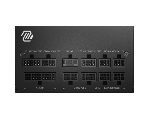 Блок питания MSI  750W, MAG A750GL PCIE5, Full Modular, ATX, 80+ GOLD, КПД >90%, Fan 120mm, Черный