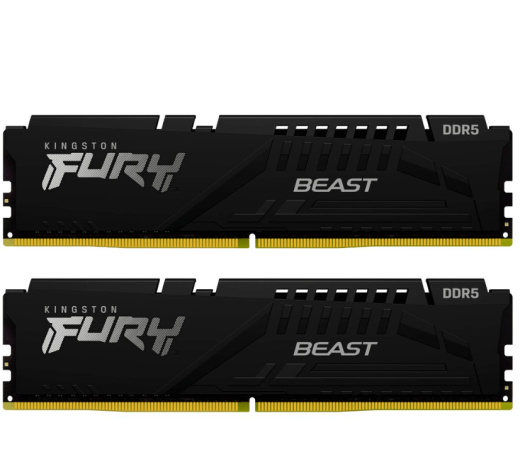 Оперативная память  32GB Kit (2x16) DDR5 6000MHz Kingston FURY Beast Black EX CL36 KF560C36BBE2K2-32