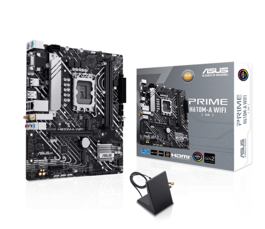 Материнская плата ASUS PRIME H610M-A WIFI, LGA1700 2xDDR5 4xSATA3 2xM.2 D-Sub HDMI DP mATX