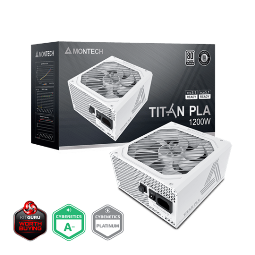 Блок питания Montech 1200W, TITAN PLA 1200W, Full Modular, 80+ PLATINUM, КПД 90%, Fan 135mm, Белый