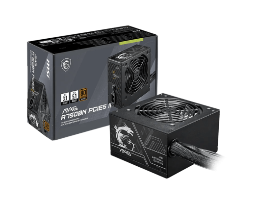 Блок питания MSI  750W, MAG A750BN PCIE5 II, Non Modular, ATX, 80+ BRONZE, >85%, Fan 120mm, Черный