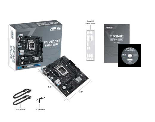 Материнская плата ASUS PRIME  H610M-R D4-SI, LGA1700 2xDDR4 4xSATA3 M.2 1xD-Sub 1xDVI 1xHDMI mATX