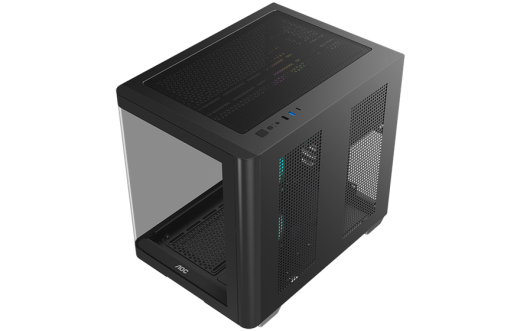 Корпус AOC CG350B 3F M-ATX/ITX 1xUSB2.0 1xUSB3.0 1xType-C 1xAudio/Mic Черный AOC-CG350-BF3V1R0W2-G