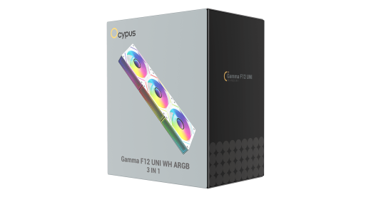 Вентилятор для корпуса Ocypus Gamma F12 UNI WH ARGB 3-IN-1 3x(123x120x25mm) 800-1800RPM 53CFM Белый