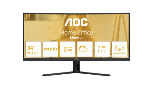 Монитор 34" AOC CU34B3E/01 VA 3440x1440 120Hz 1500R 4ms 300cd/m2 3500:1 1xHDMI 1xDP 1хAudio out