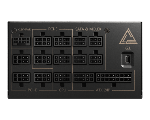 Блок питания MSI 1300W, MEG Ai1300P PCIE5, Full Modular, ATX, 80+ PLATINUM, >92%, Fan 120mm, Черный
