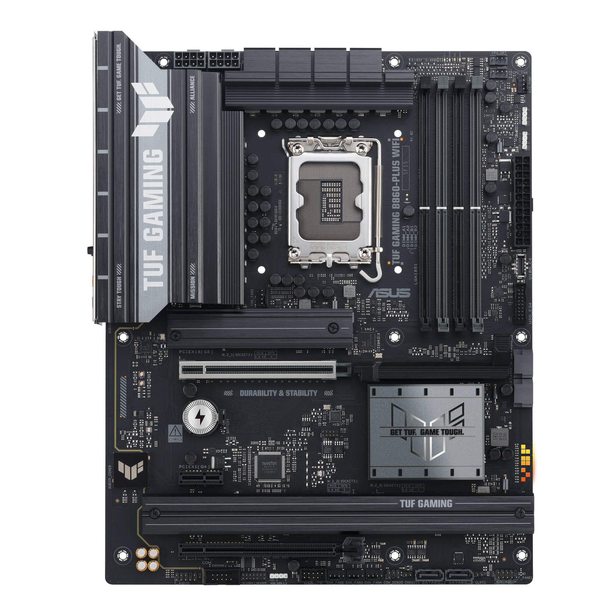 Материнская плата ASUS TUF GAMING B860-PLUS WIFI, LGA1851 B860 4xDDR5 4xSATA 3xM.2 HDMI DP ATX