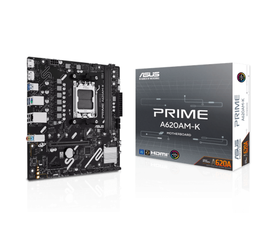 Материнская плата ASUS PRIME A620AM-K AMD A620A AM5 2xDDR5 4xSATA3 RAID M.2 HDMI DP mATX