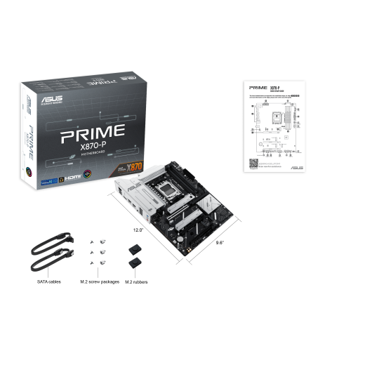 Материнская плата ASUS PRIME X870-P AM5 4xDDR5 2xSATA3 4xM.2 HDMI USB-C ATX