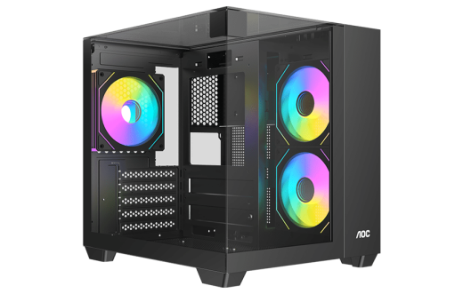 Корпус AOC CG389B 3F M-ATX/ITX 1xUSB2.0 1xUSB3.0 1xType-C 1xAudio/Mic Черный AOC-CG389-BF3V1R0T3-G