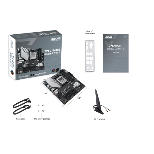 Материнская плата ASUS PRIME B650M-A WIFI II AM5 4xDDR5 4xSATA3 RAID 2xM.2 VGA HDMI DP mATX