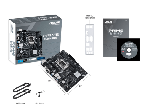 Материнская плата ASUS PRIME H610M-D D4, LGA1700 2xDDR4 4xSATA3 M.2 D-Sub HDMI COM mATX