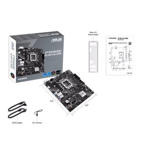 Материнская плата ASUS PRIME  H610M-K D4 ARGB, LGA1700 2xDDR4 4xSATA3 M.2 1xHDMI 2xARGB mATX