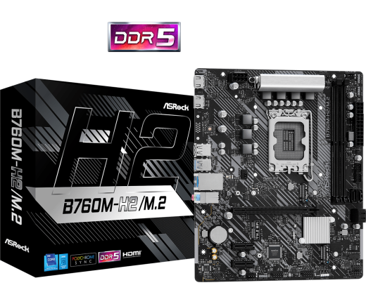 Материнская плата ASRock B760M-H2/M.2 LGA1700 2xDDR5 4xSATA RAID 2xM.2 2xHDMI mATX