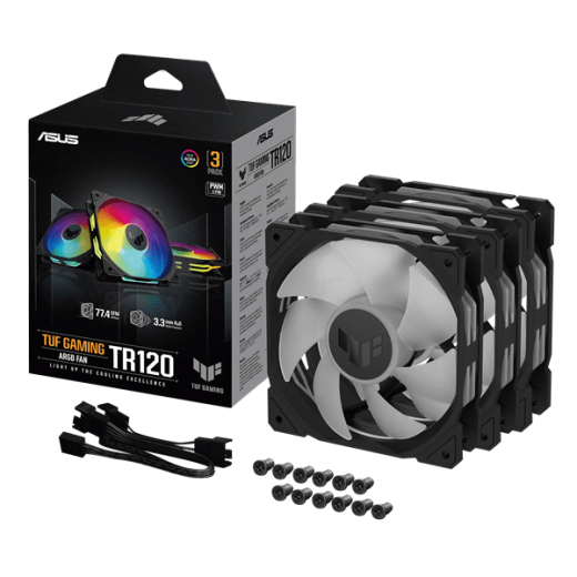 Вентилятор для корпуса ASUS TUF GAMING TR120 FAN ARGB BLACK 3IN1 120x120x28 AuraSync TR120-1/BK/3 IN