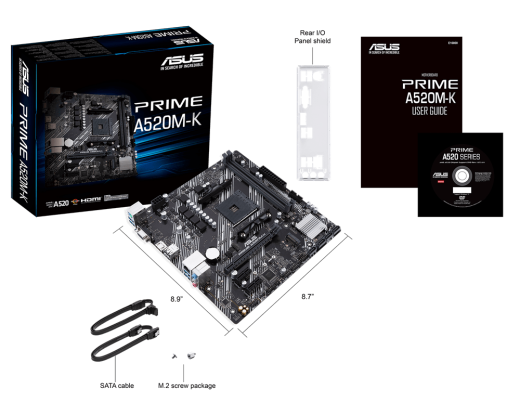 Материнская плата ASUS PRIME A520M-K AMD A520 AM4 2xDDR4 4xSATA3 RAID M.2 D-Sub HDMI mATX