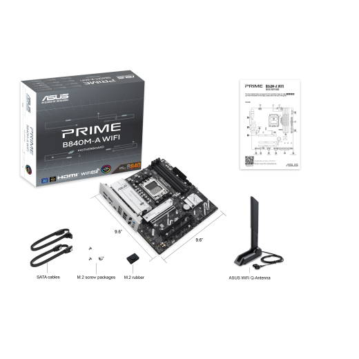 Материнская плата ASUS PRIME B840M-A WIFI AM5 4xDDR5 4xSATA 3xM.2 HDMI 2xDP mATX