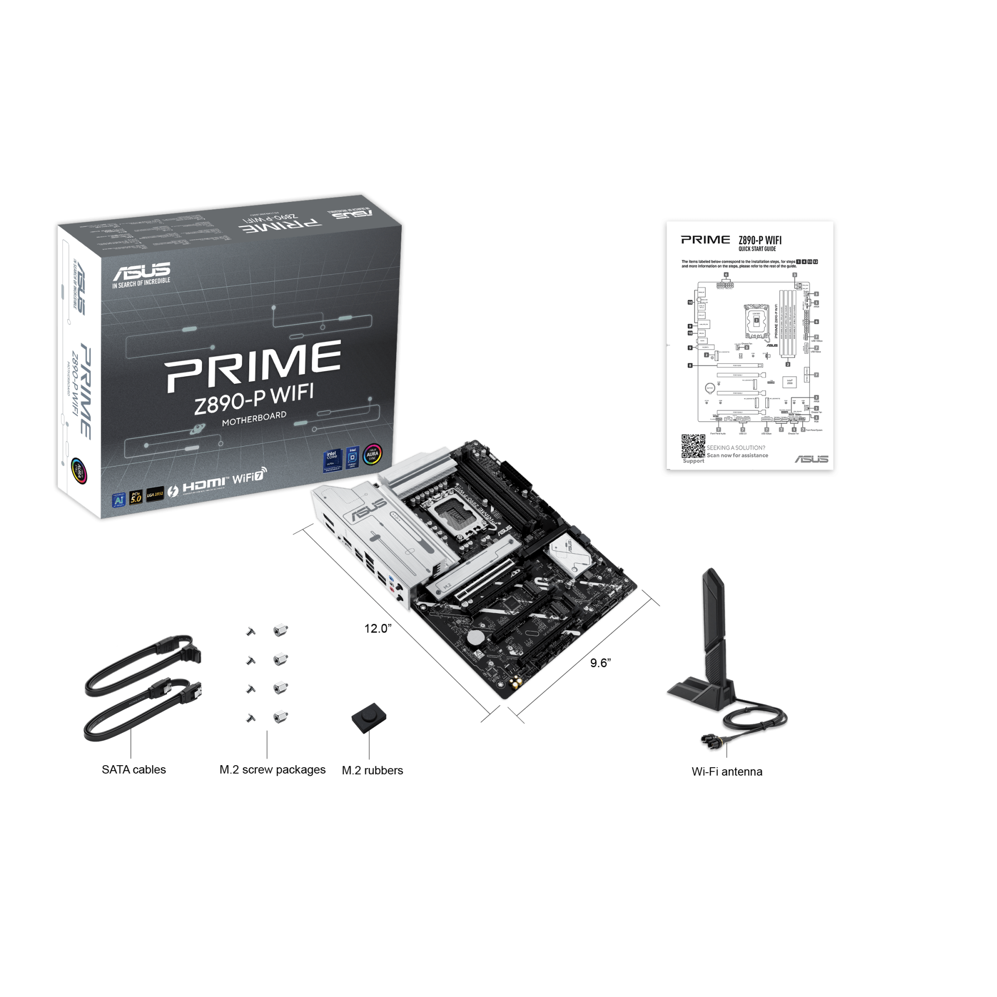 Материнская плата ASUS PRIME Z890-P WIFI, LGA1851 Z890 4xDDR5 4xSATA3 4xM.2 HDMI DP USB-C ATX