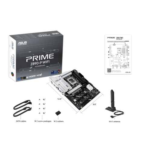 Материнская плата ASUS PRIME Z890-P WIFI, LGA1851 Z890 4xDDR5 4xSATA3 4xM.2 HDMI DP USB-C ATX