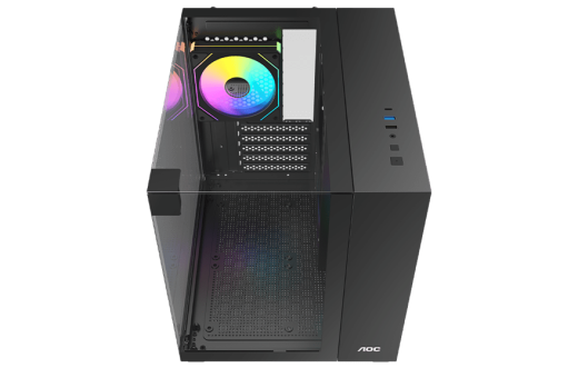 Корпус AOC CG389B 3F M-ATX/ITX 1xUSB2.0 1xUSB3.0 1xType-C 1xAudio/Mic Черный AOC-CG389-BF3V1R0T3-G