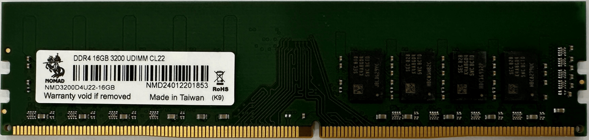 Оперативная память 16GB DDR4 3200MHz NOMAD PC4-25600 CL22 NMD3200D4U22-16GB Bulk Pack