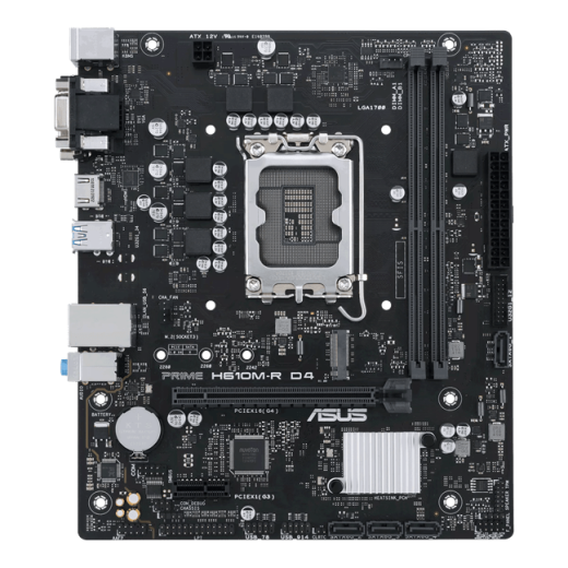 Материнская плата ASUS PRIME  H610M-R D4-SI, LGA1700 2xDDR4 4xSATA3 M.2 1xD-Sub 1xDVI 1xHDMI mATX