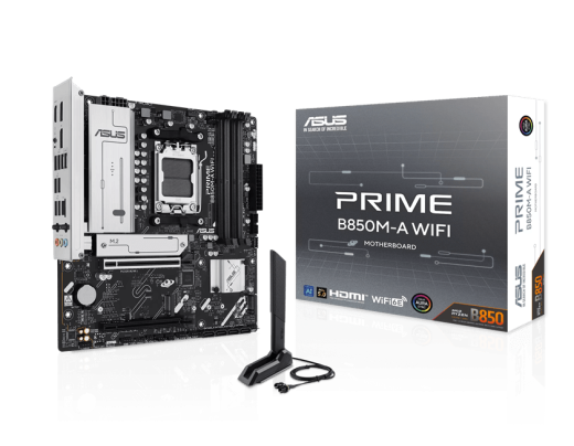 Материнская плата ASUS PRIME B850M-A WIFI, AM5 4xDDR5 4xSATA3 RAID 3xM.2 1хHDMI 2хDP mATX