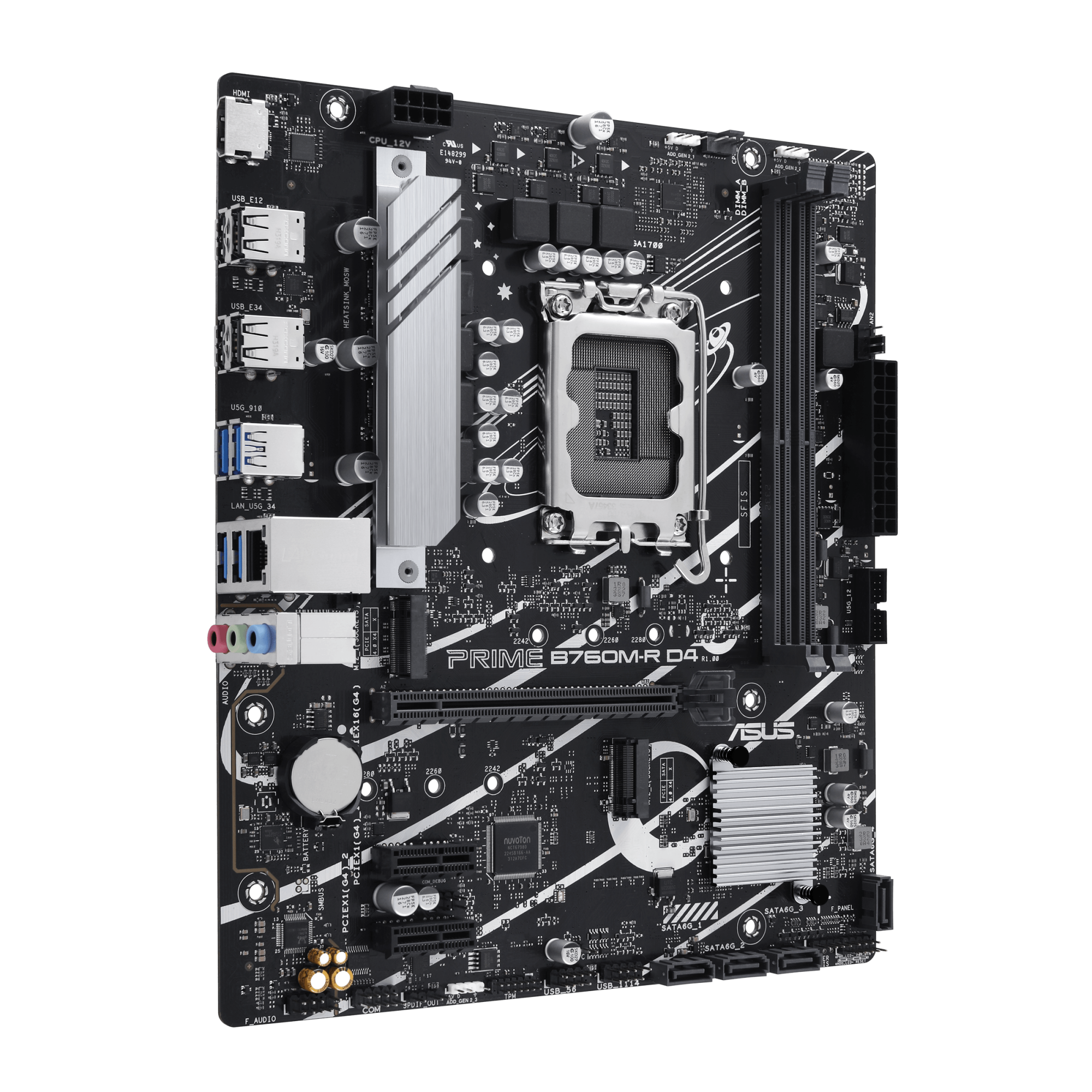 Материнская плата ASUS PRIME B760M-R D4, LGA1700 2xDDR4 4xSATA3 2xM.2 RAID 1xHDMI mATX